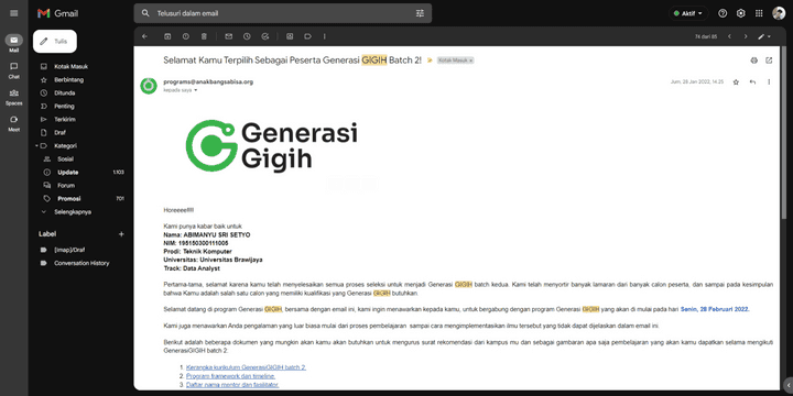 Email Penerimaan